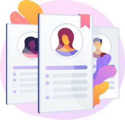 Illustration of two overlapping candidate profile cards being merged