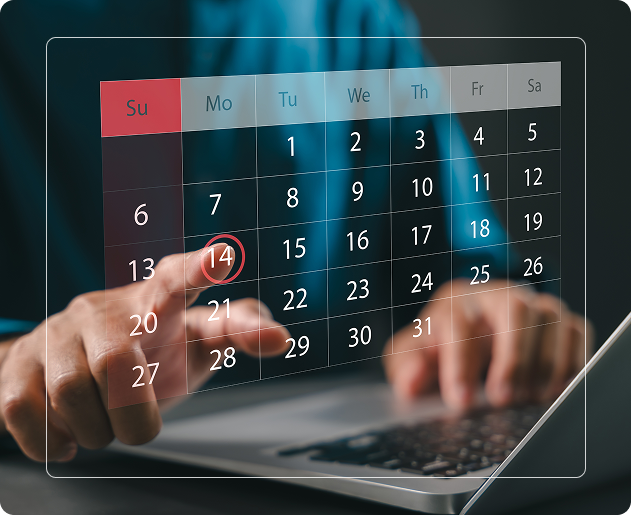 Calendar interface for scheduling an interview