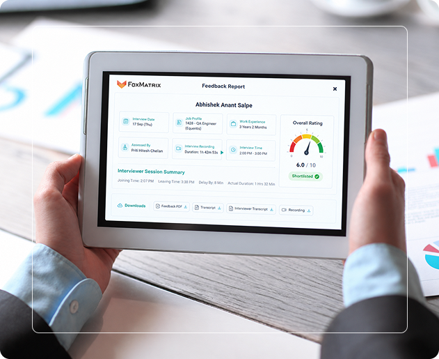 Hiring report dashboard shown on a tablet