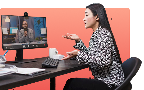 Interviewer on a video call evaluating a candidate
