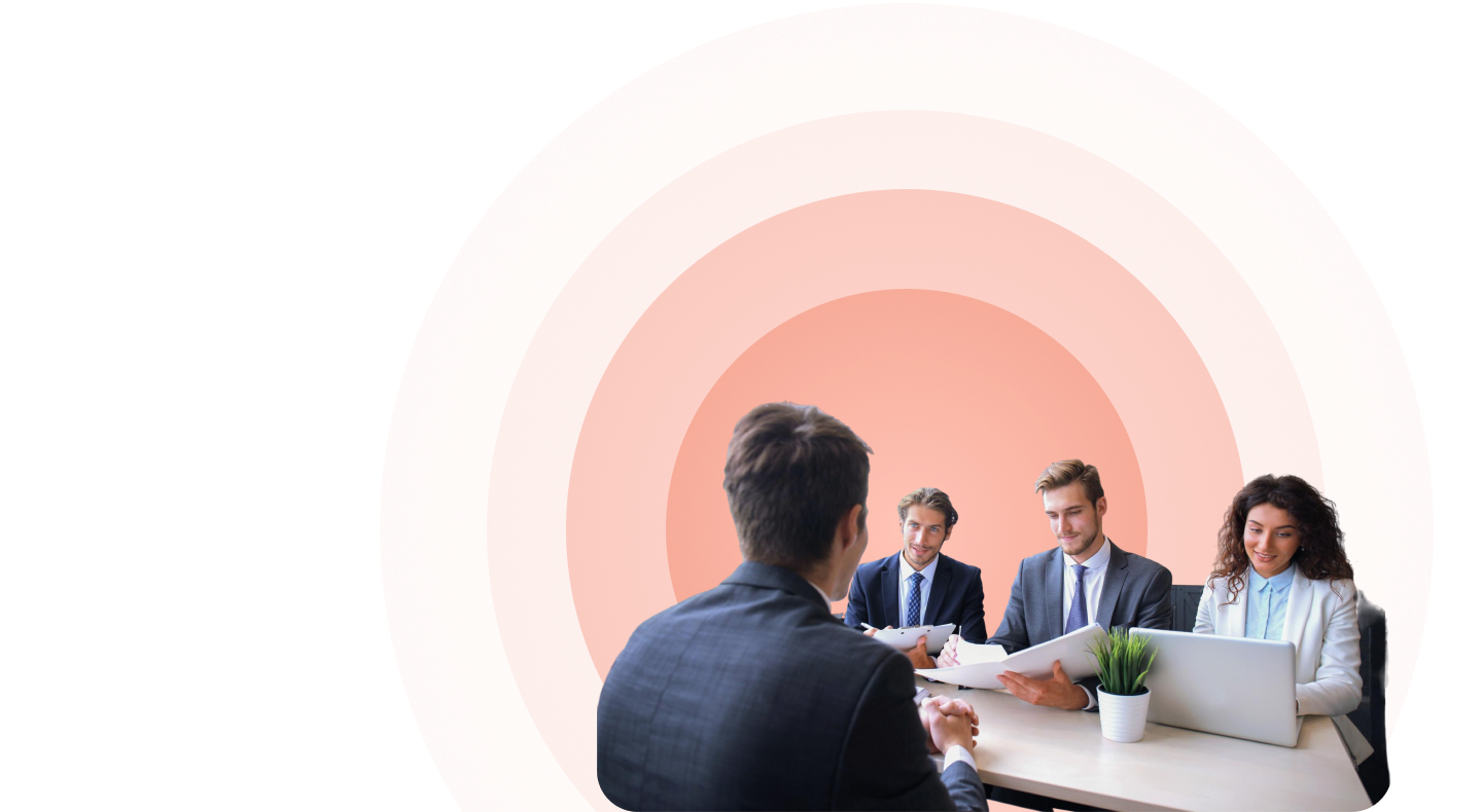 Expert interviewer panel evaluating a candidate